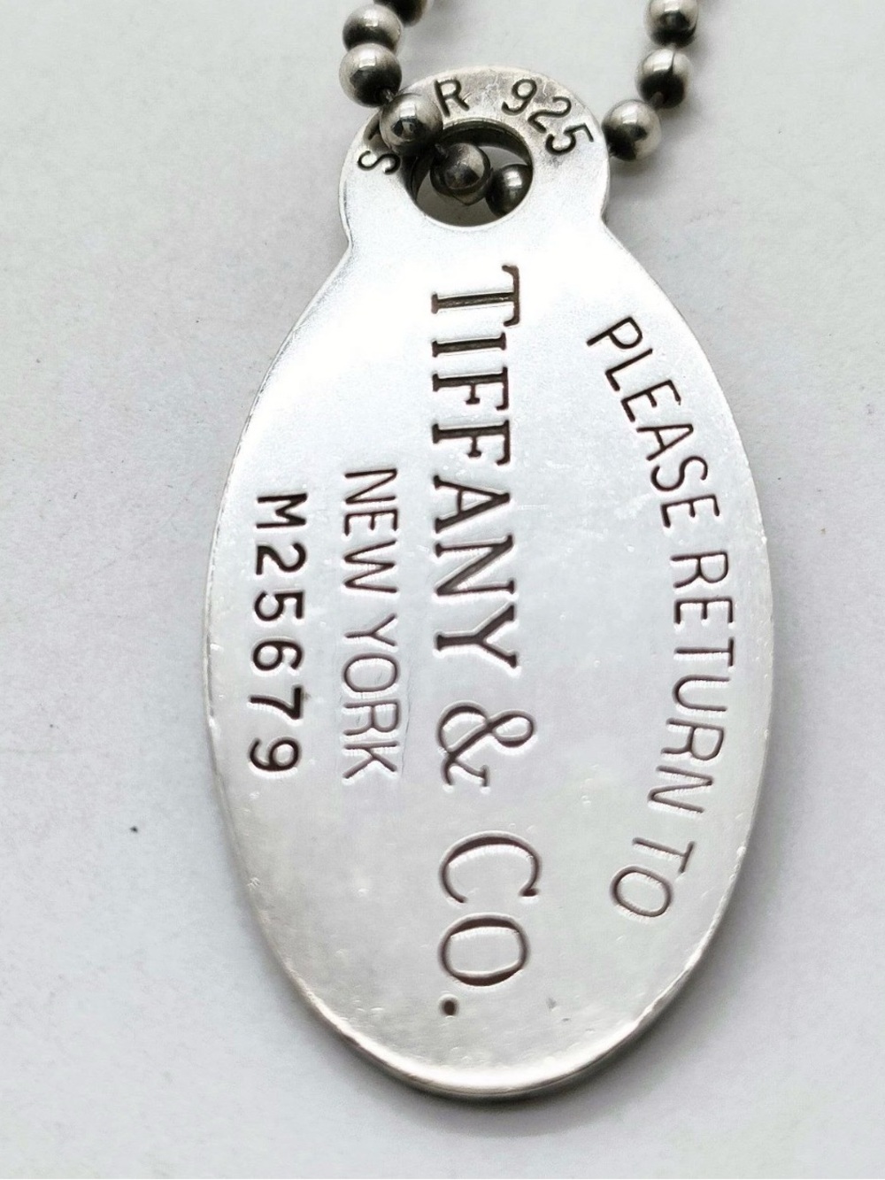 Tiffany & Co. Sterling Oval 'Please Return To' Tag Necklace - Silver